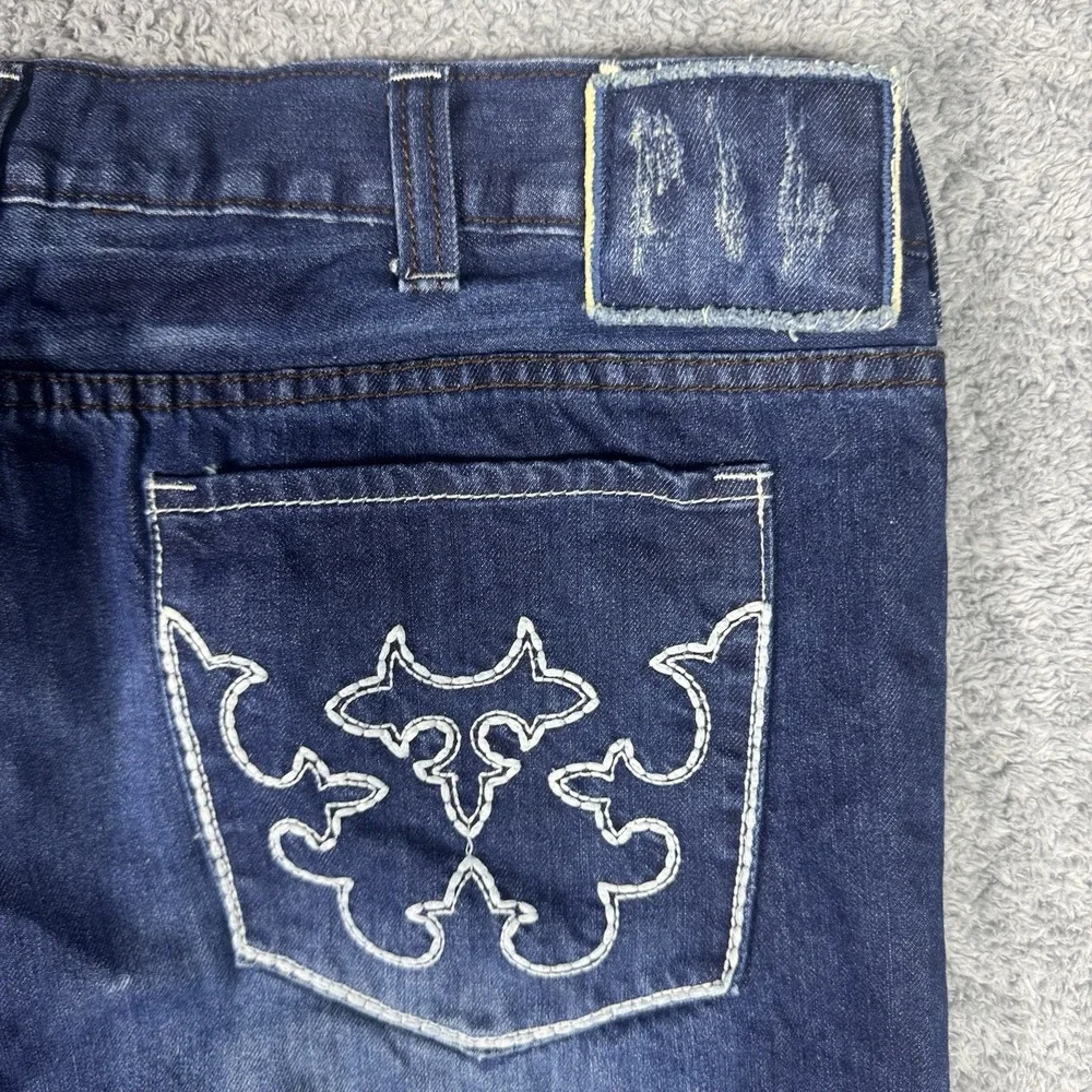 Helix Jeans Mens 38x30 Bootcut Embroidered Flames Cross Y2K Grunge Baggy